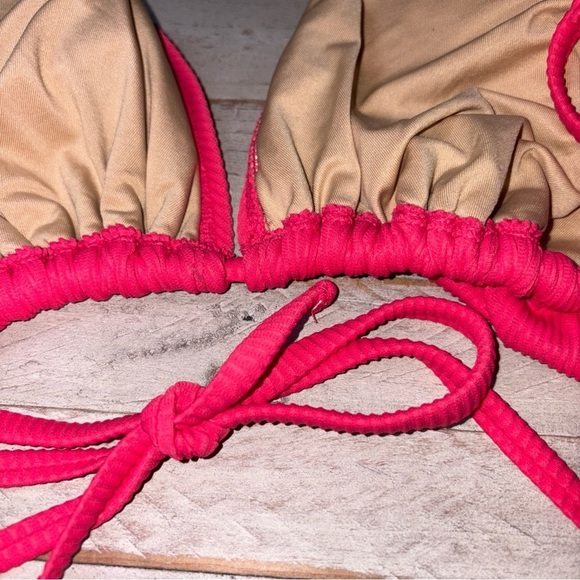 Old Navy Pink Ribbed Swim Top Tie Back Sexy Summer Beach Bikini Top 3X - Picture 13 of 13